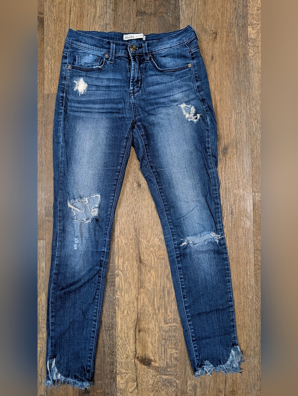 Mudd Dark Y2K Blue Distressed Skinny Jeans